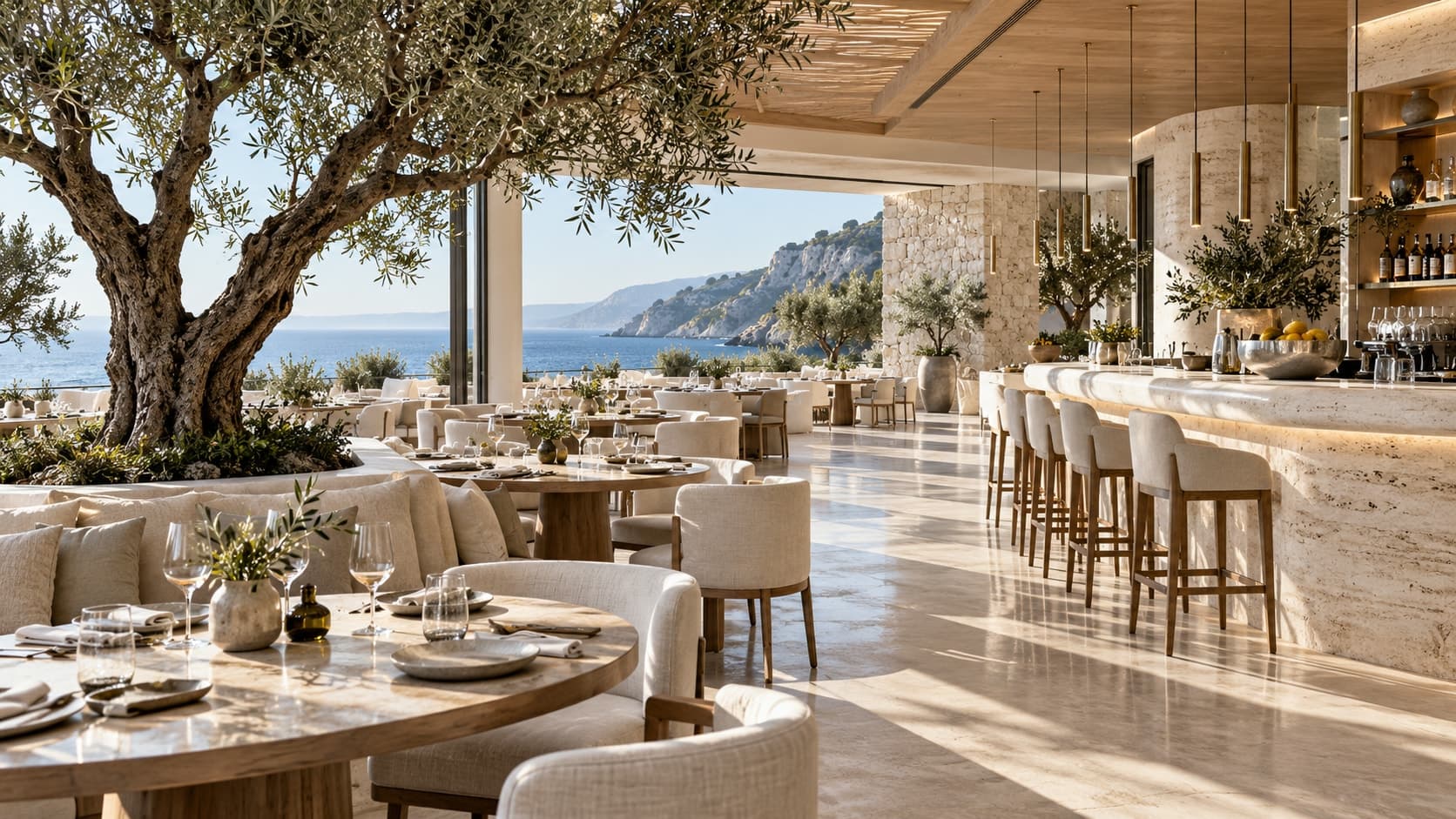 Conceptual Mediterranean fine dining restaurant